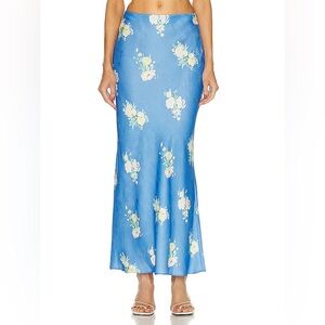 LoveShackFancy Blue Floral Maxi Skirt